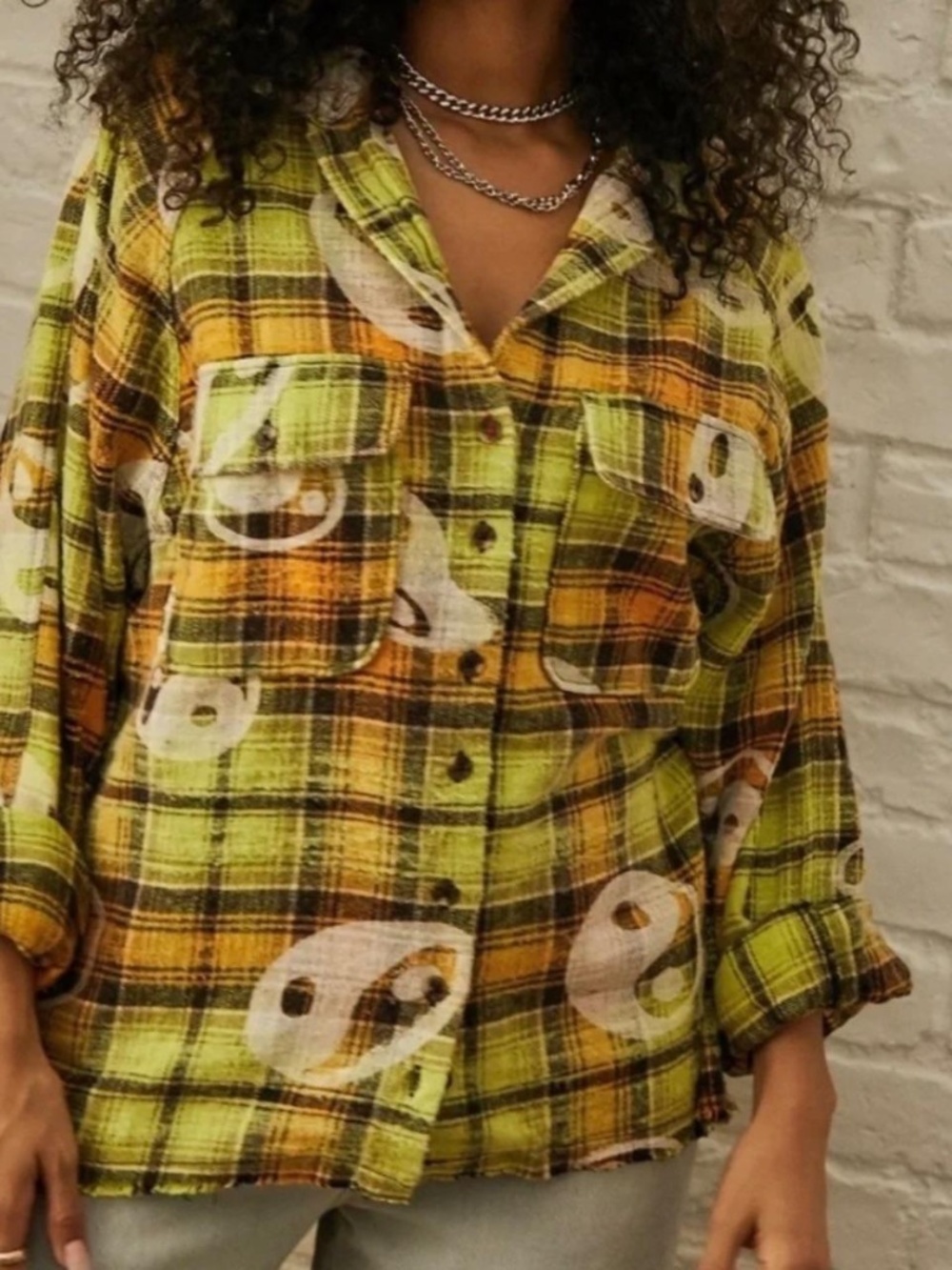 Urban Outfitters Women's Yellow and Black Shirt